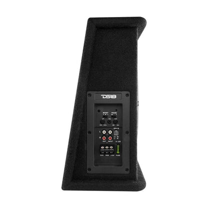 DS18 Single 10in Shallow Subwoofer and Enclosure 350 Watts RMS Amplified Sealed Black Carpet