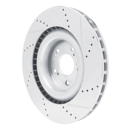 R1 Concepts R1 2021-2025 Acura TLX Front Left Drilled & Slotted Silver Brake Rotor