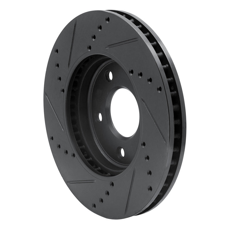 R1 Concepts R1 11-25 Chevrolet City Express Front Right Drilled & Slotted Black Brake Rotor