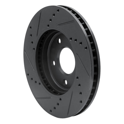 R1 Concepts R1 11-25 Chevrolet City Express Front Right Drilled & Slotted Black Brake Rotor