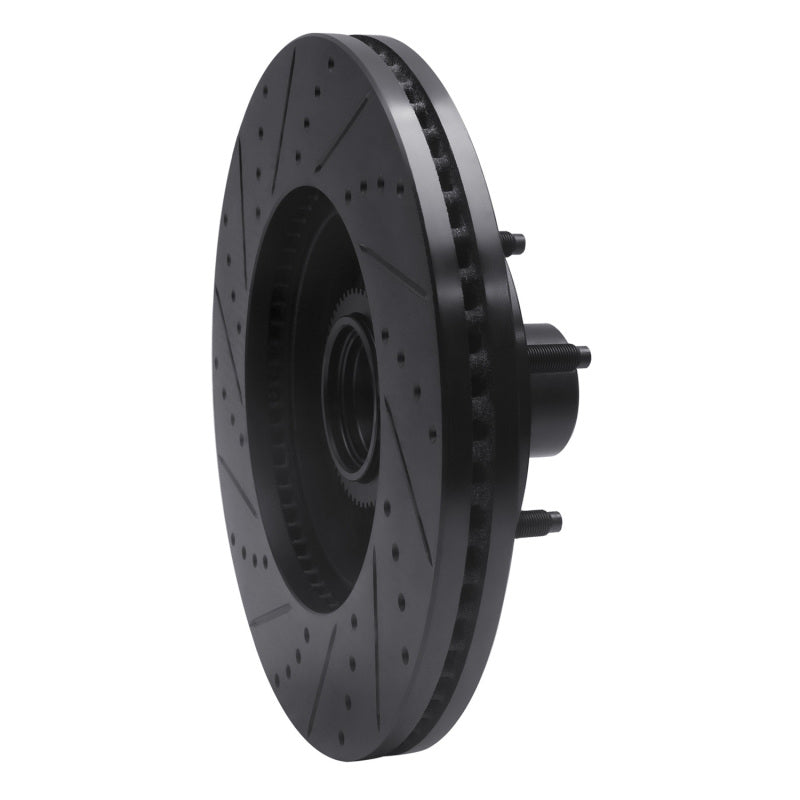R1 Concepts R1 04-06 Ford E-150 Front Right Drilled & Slotted Black Brake Rotor