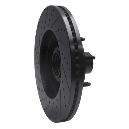 R1 Concepts R1 04-06 Ford E-150 Front Right Drilled & Slotted Black Brake Rotor