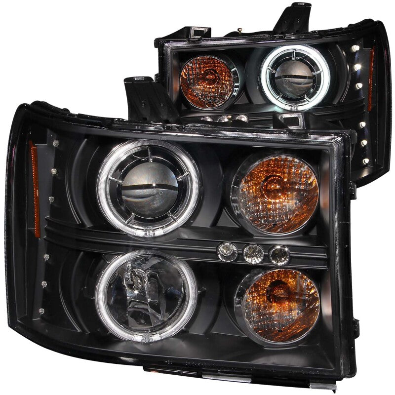 ANZO 2007-2013 GMC Sierra 1500 Projector Headlights w/ Halo Black