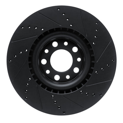 R1 Concepts R1 2017-2025 Alfa Romeo Stelvio Front Left Drilled & Slotted Black Brake Rotor