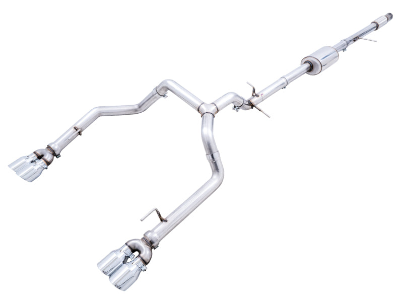 AWE Tuning 4th Gen GM 1500 5.3L 0FG Cat-Back Split Rear Exit (w/ Bumper Cutouts) - Quad Chrome Tips
