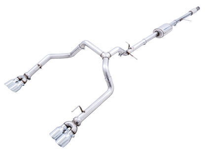 AWE Tuning 4th Gen GM 1500 5.3L 0FG Cat-Back Split Rear Exit (w/ Bumper Cutouts) - Quad Chrome Tips