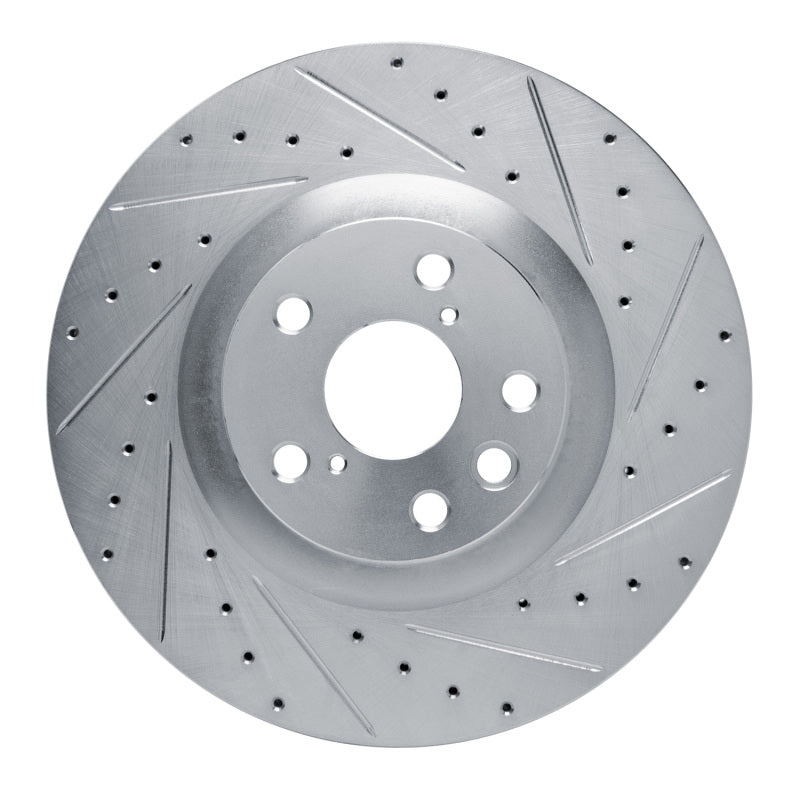 R1 Concepts R1 11-25 Lexus GS450H Right Front Drilled & Slotted Silver Brake Rotor