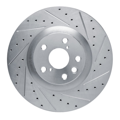 R1 Concepts R1 11-25 Lexus GS450H Right Front Drilled & Slotted Silver Brake Rotor