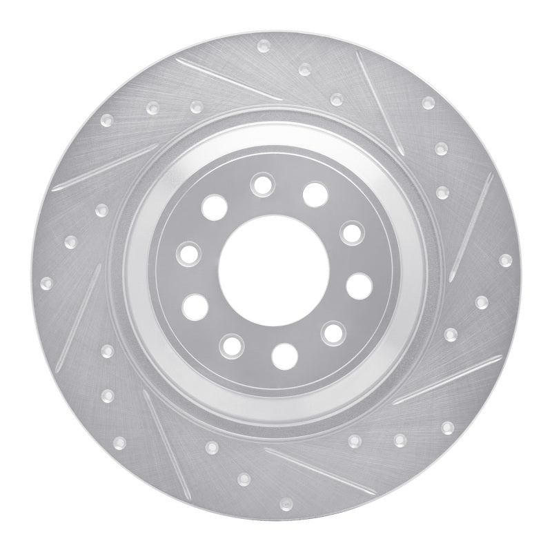 R1 Concepts R1 14-23 Jeep Cherokee Rear Right Drilled & Slotted Silver Brake Rotor