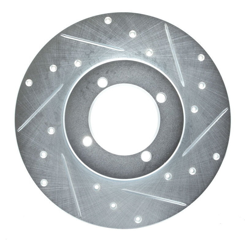 R1 Concepts R1 74-78 Nissan 260Z Front Right Drilled & Slotted Silver Brake Rotor