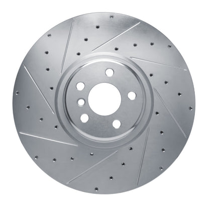 R1 Concepts R1 17-25 BMW X6 Left Front Drilled & Slotted Silver Brake Rotor