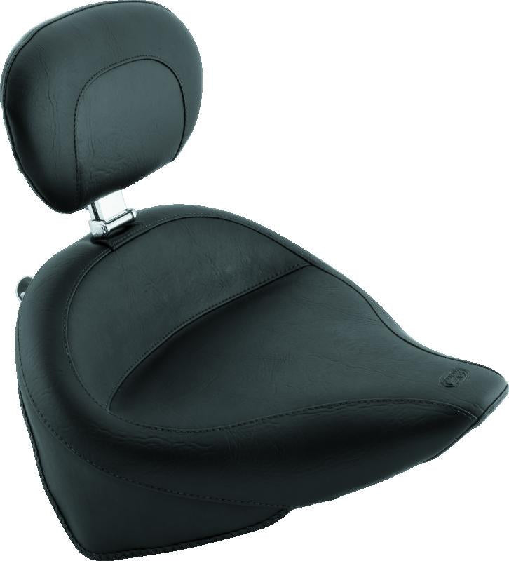 Mustang Motorcycle Mustang 00-15 Harley Softail Standard Rear Tire Wide Touring Solo Seat w/Driver Backrest - Black