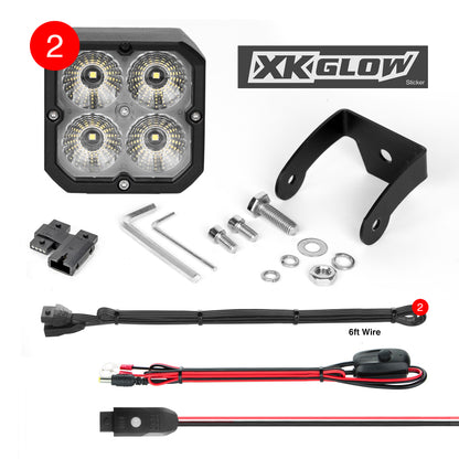 XKGLOW XK Glow XKchrome 20w LED Cube Light w/ RGB Accent Light Kit w/ Controller- Flood Beam 2pc