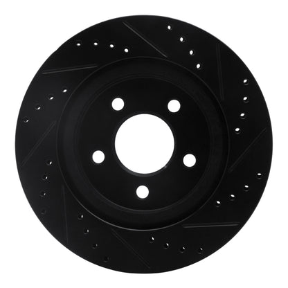 R1 Concepts R1 05-14 Ford Mustang Rear Left Drilled & Slotted Black Brake Rotor