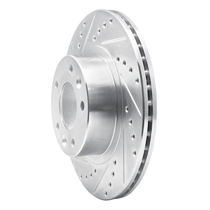 R1 Concepts R1 93-95 Mazda RX-7 Front Left Drilled & Slotted Silver Brake Rotor