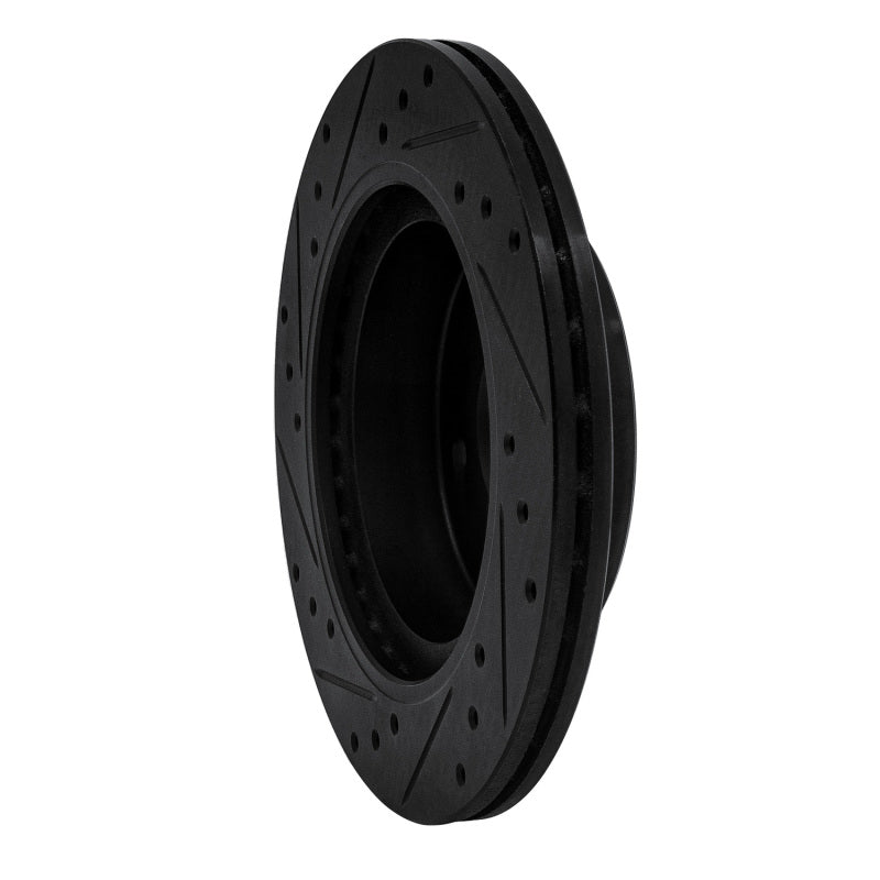 R1 Concepts R1 87-89 Nissan 300ZX Turbo Rear Right Drilled & Slotted Black Brake Rotor
