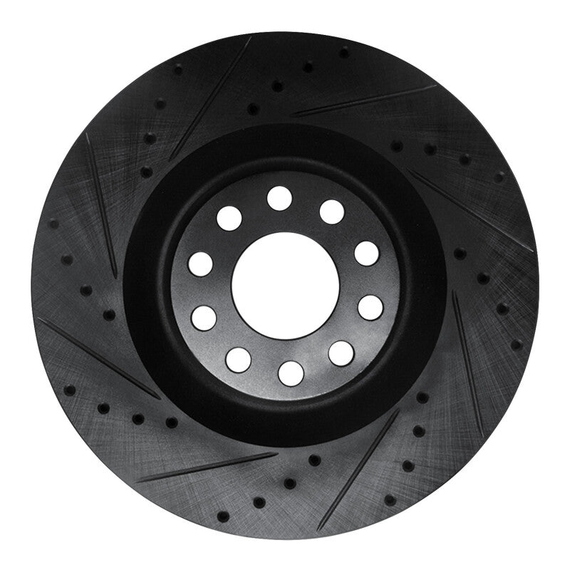 R1 Concepts R1 01-03 Audi S8 Front Left Drilled & Slotted Black Brake Rotor