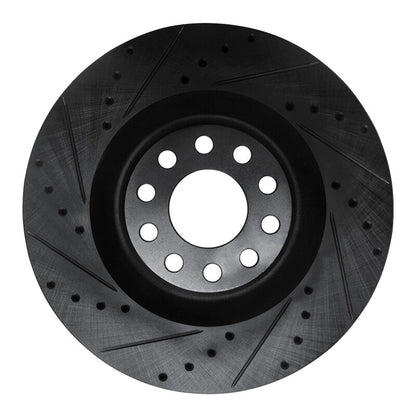 R1 Concepts R1 01-03 Audi S8 Front Left Drilled & Slotted Black Brake Rotor