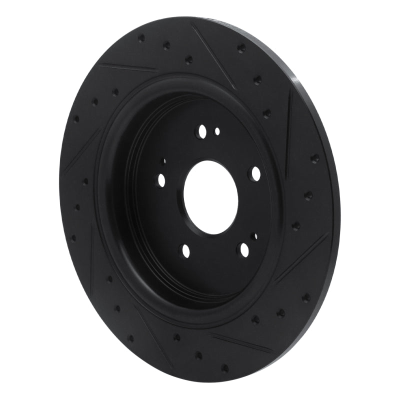 R1 Concepts R1 15-25 Acura TLX Rear Left Drilled & Slotted Black Brake Rotor