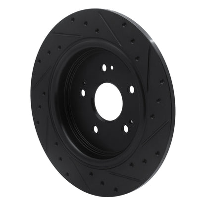 R1 Concepts R1 15-25 Acura TLX Rear Left Drilled & Slotted Black Brake Rotor