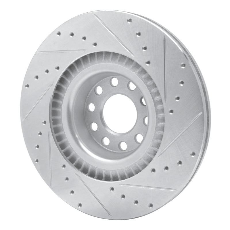 R1 Concepts R1 01-03 Audi S8 Front Left Drilled & Slotted Silver Brake Rotor
