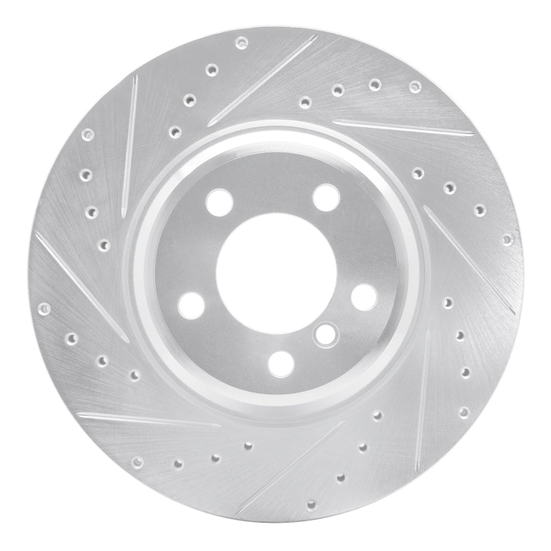 R1 Concepts R1 02-08 BMW 745LI Front Left Drilled & Slotted Silver Brake Rotor