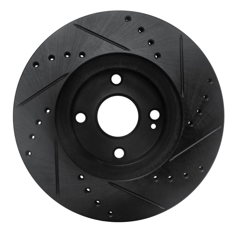 R1 Concepts R1 01-05 Mazda Miata Front Left Drilled & Slotted Black Brake Rotor