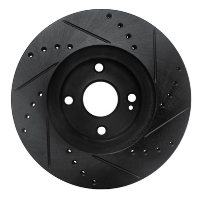 R1 Concepts R1 01-05 Mazda Miata Front Left Drilled & Slotted Black Brake Rotor