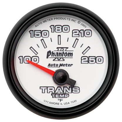 Autometer Phantom II 52.4mm Short Sweep Electronic 100-350 Def F Transmission Temperature Gauge