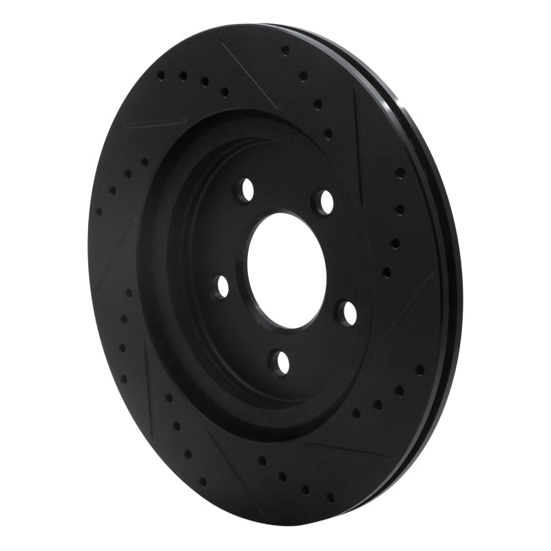 R1 Concepts R1 05-14 Ford Mustang Rear Left Drilled & Slotted Black Brake Rotor