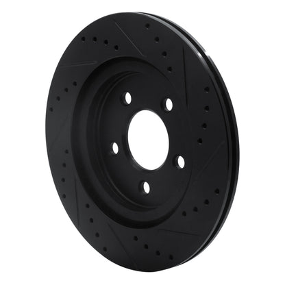 R1 Concepts R1 05-14 Ford Mustang Rear Left Drilled & Slotted Black Brake Rotor