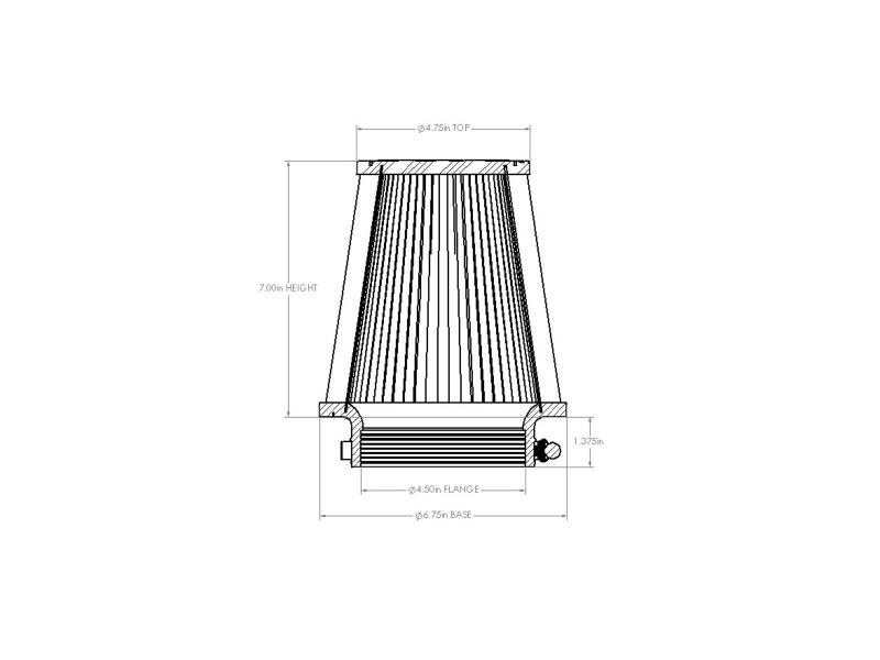 aFe POWER Universal Clamp-On Air Filter w/ D2 Dura-Dry Media - 4.5in F x 7in B x 4.75in T x 7in H