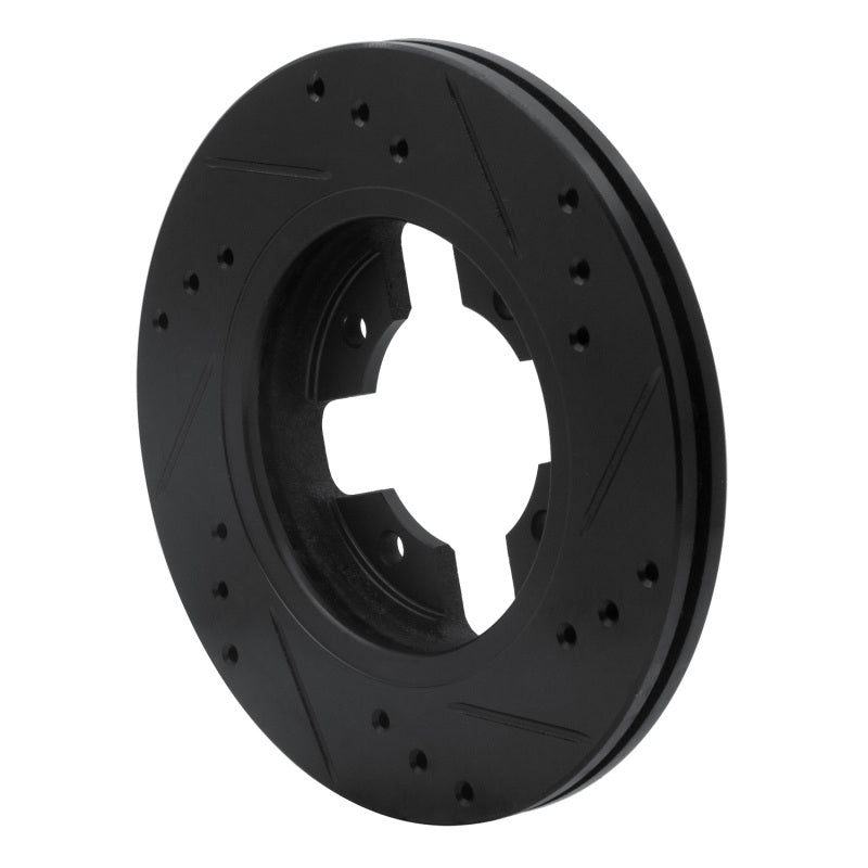R1 Concepts R1 84-86 Nissan 300ZX Front Left Drilled & Slotted Black Brake Rotor