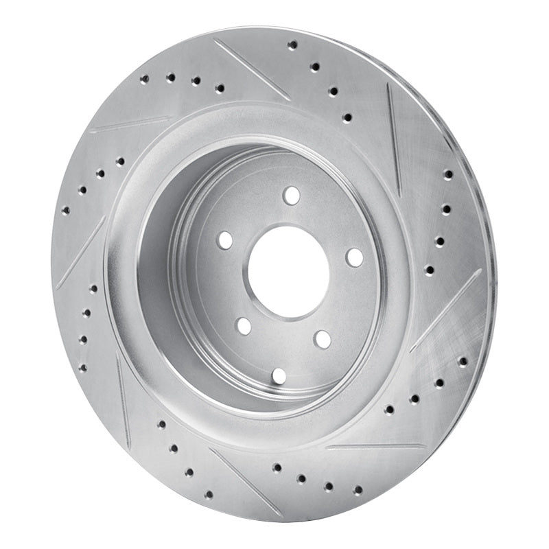 R1 Concepts R1 09-24 Infiniti Q50 Rear Left Drilled & Slotted Silver Brake Rotor