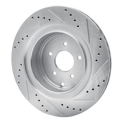R1 Concepts R1 09-24 Infiniti Q50 Rear Left Drilled & Slotted Silver Brake Rotor