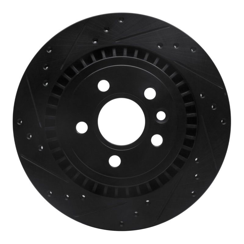R1 Concepts R1 07-18 Volvo XC70 Rear Left Drilled & Slotted Black Brake Rotor