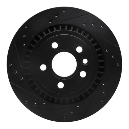 R1 Concepts R1 07-18 Volvo XC70 Rear Left Drilled & Slotted Black Brake Rotor