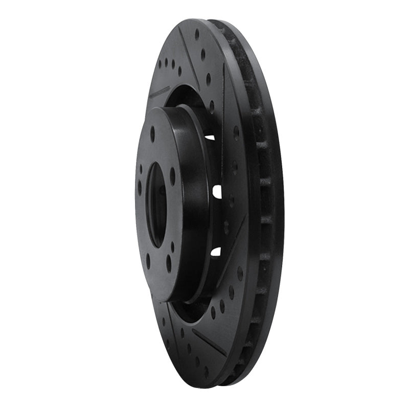 R1 Concepts R1 05-22 Mitsubishi Outlander PHEV Front Right Drilled & Slotted Black Brake Rotor