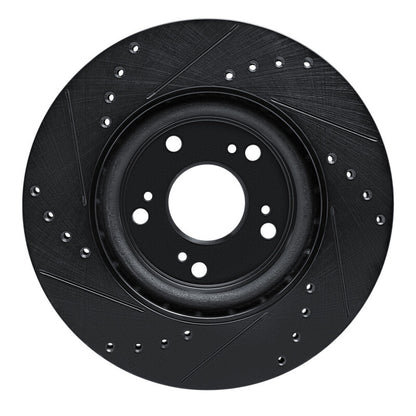 R1 Concepts R1 12-16 Honda CR-V Front Right Drilled & Slotted Black Brake Rotor