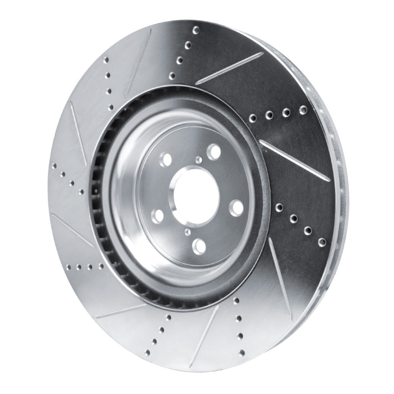 R1 Concepts R1 15-22 Lexus RC F Right Front Drilled & Slotted Silver Brake Rotor