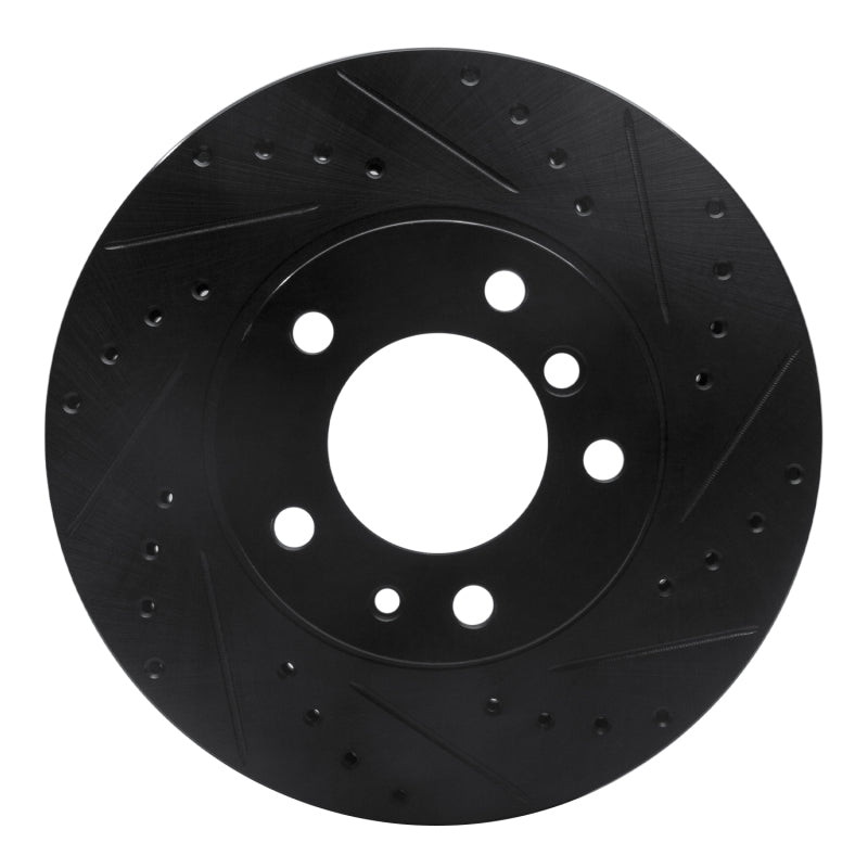 R1 Concepts R1 87-95 BMW 735IL Front Right Drilled & Slotted Black Brake Rotor
