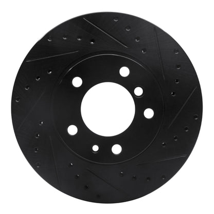 R1 Concepts R1 87-95 BMW 735IL Front Right Drilled & Slotted Black Brake Rotor