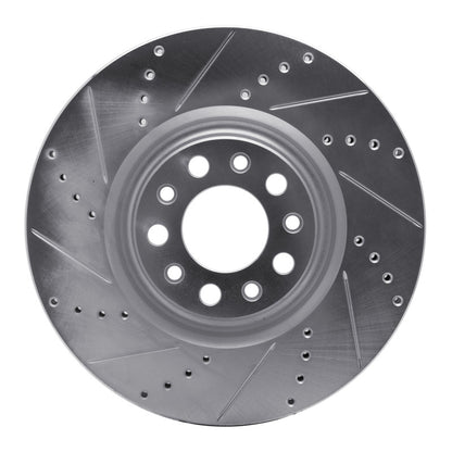 R1 Concepts R1 2017-2025 Alfa Romeo Stelvio Front Left Drilled & Slotted Silver Brake Rotor