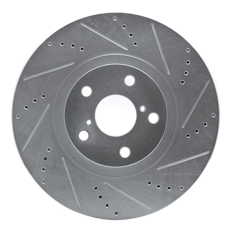 R1 Concepts R1 93-98 Toyota Supra Right Front Drilled & Slotted Silver Brake Rotor