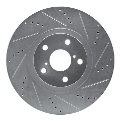 R1 Concepts R1 93-98 Toyota Supra Right Front Drilled & Slotted Silver Brake Rotor