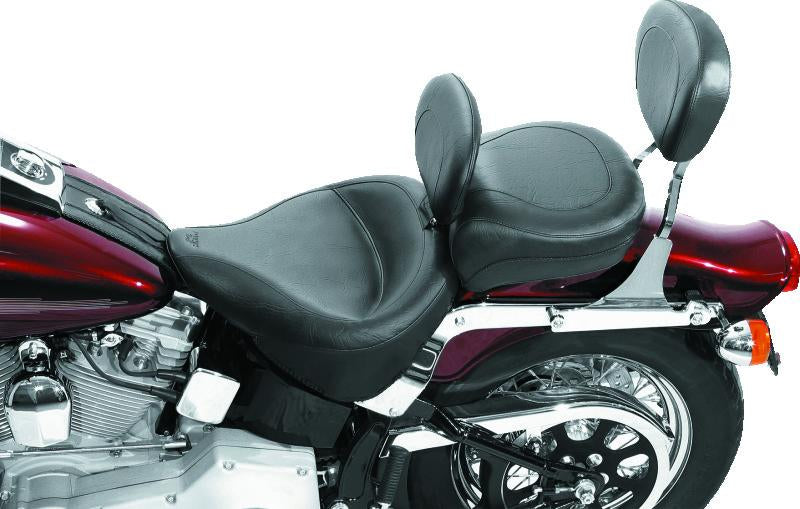 Mustang Motorcycle Mustang 84-06 Harley Standard Rear Tire Wide Touring Std Solo Seat w/Driver Backrest - Black