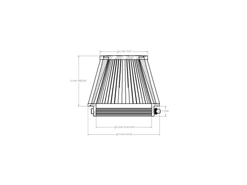 aFe POWER Universal Clamp-On Air Filter w/ D2 Dura-Dry Media - 5.5in F x 7in B x 4.75in T x 5in H