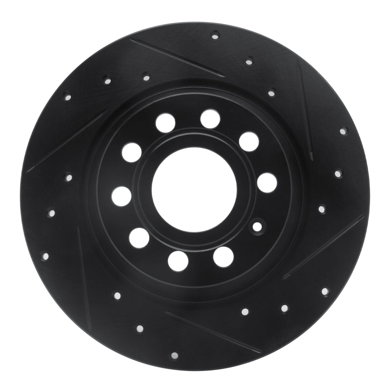 R1 Concepts R1 05-18 Audi A3 Rear Right Drilled & Slotted Black Brake Rotor
