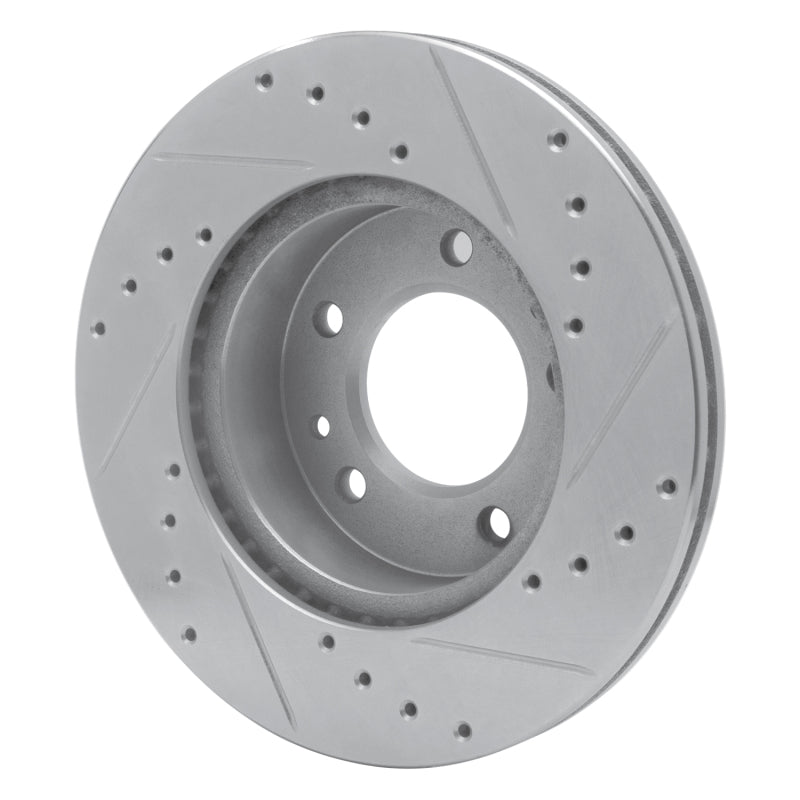 R1 Concepts R1 86-91 Mazda RX-7 Front Left Drilled & Slotted Silver Brake Rotor