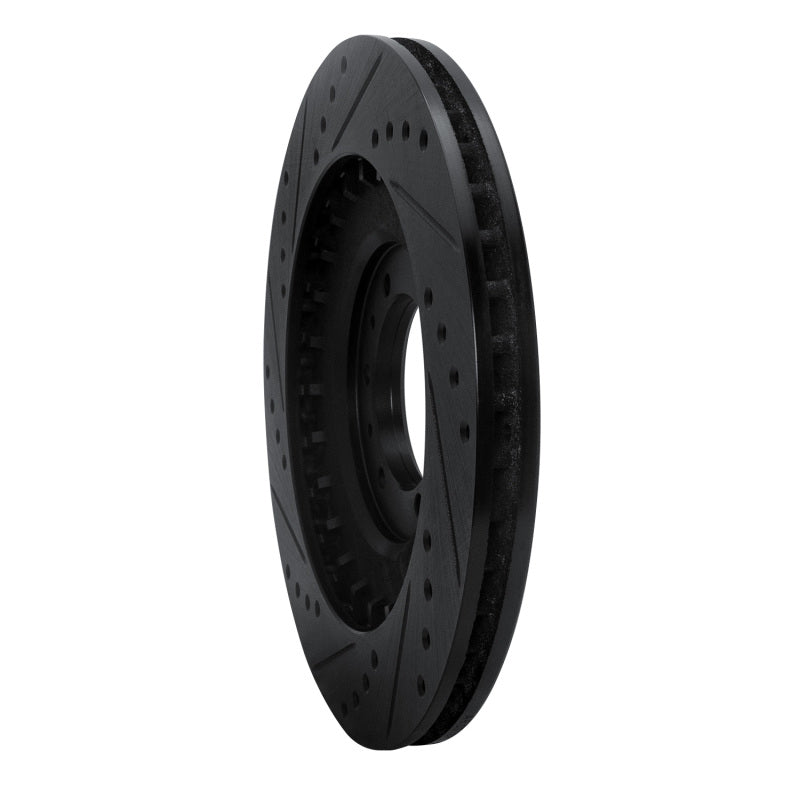 R1 Concepts R1 98-04 Mitsubishi Montero Front Right Drilled & Slotted Black Brake Rotor